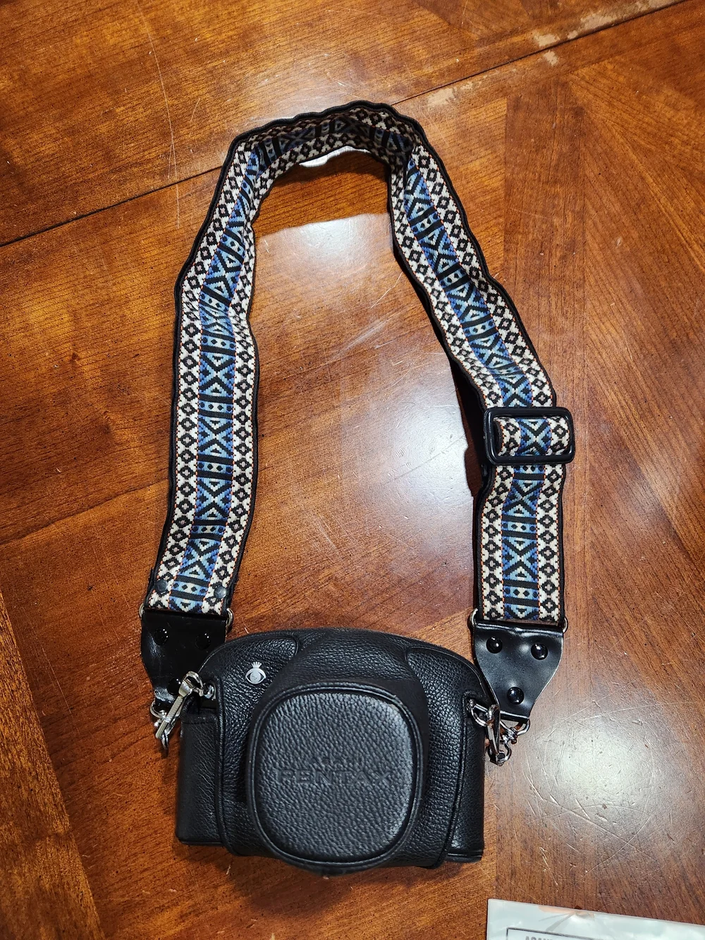 Vintage Pentax Camera Kit with Brown Leather Camera Bag and Black Lenses